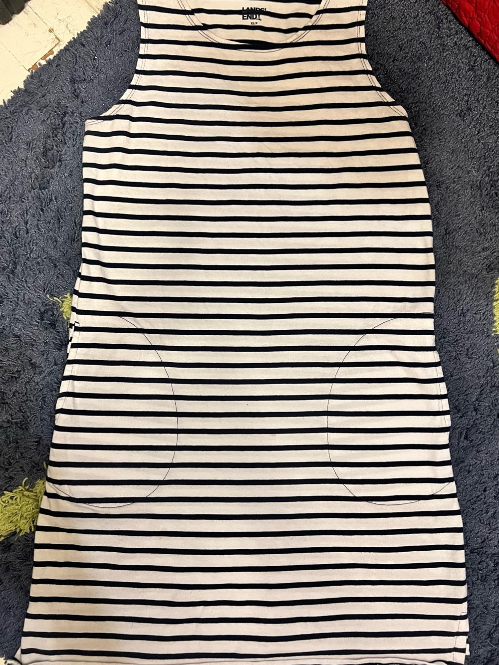 Lands' End White and Black Striped Mini Skirt
